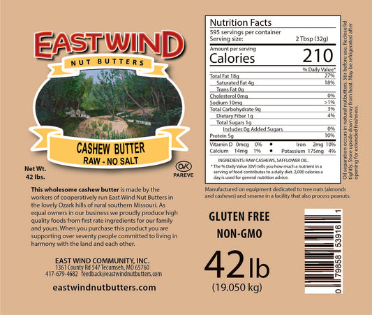 50% OFF - Cashew Butter Raw 42lb- Best by: Mar/Apr 2026