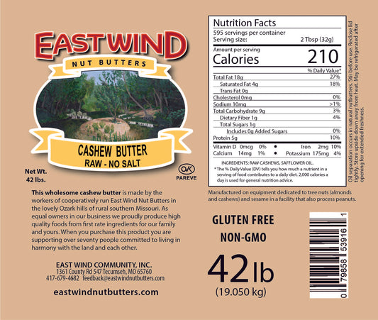 Natural Cashew Butter Raw 42lb