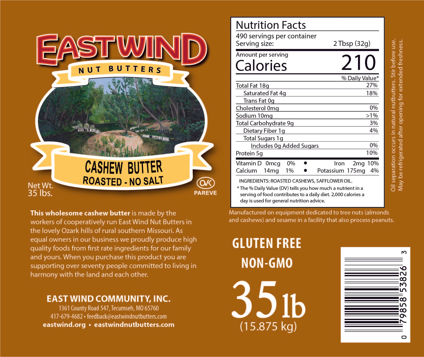 Cashew Butter Roasted 35lb - Best by 03AUG2024